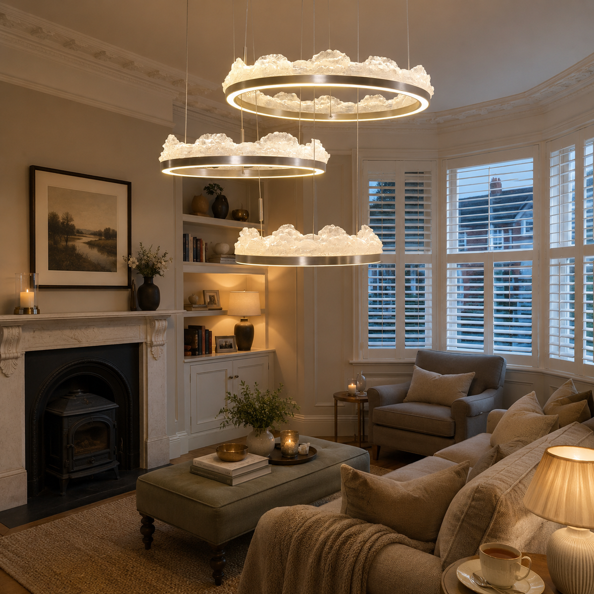 aluminium pendant light in a sunlit breakfast nook