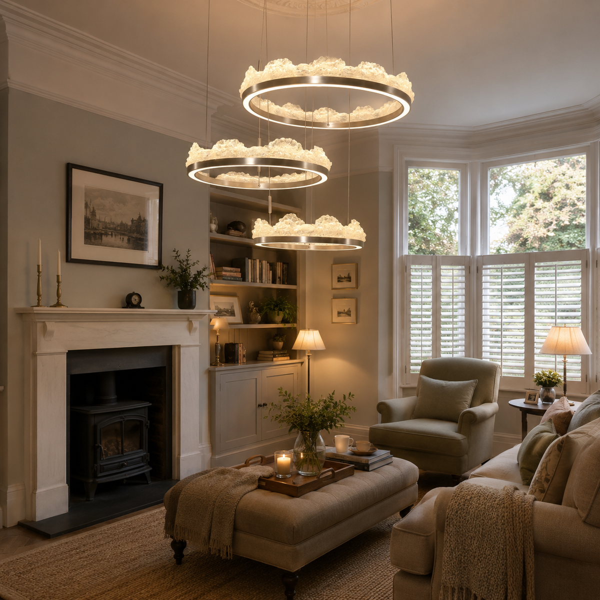 aluminium pendant light beside a bright window