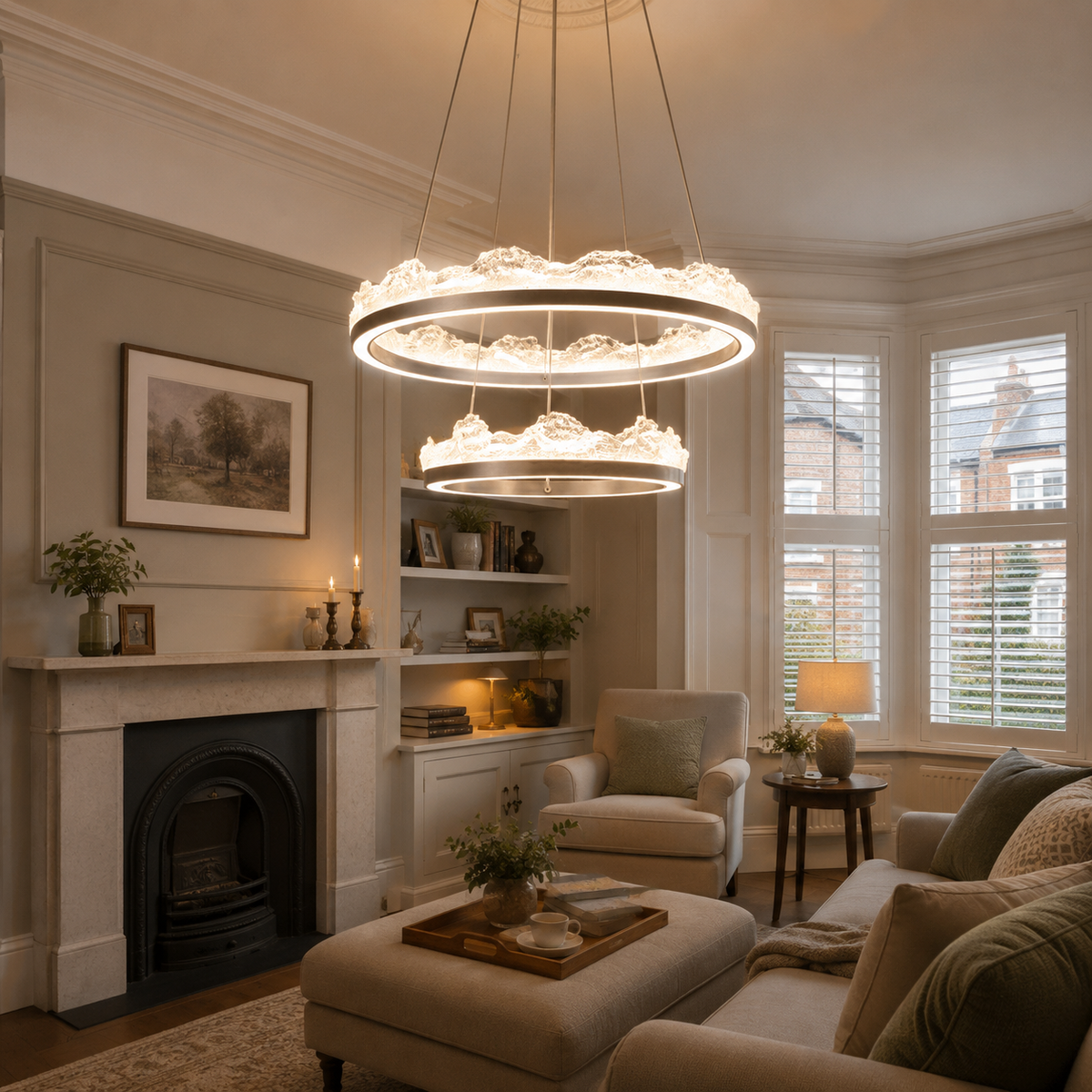 aluminium pendant light in a sunlit breakfast nook