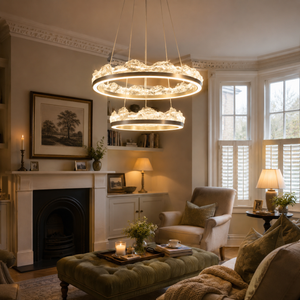 aluminium pendant light beside a bright window