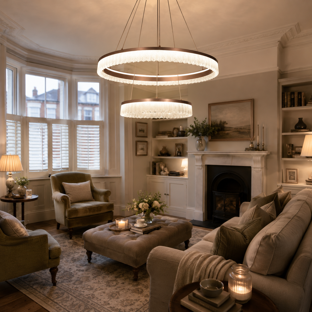 aluminium ring pendant light in a sunlit breakfast nook