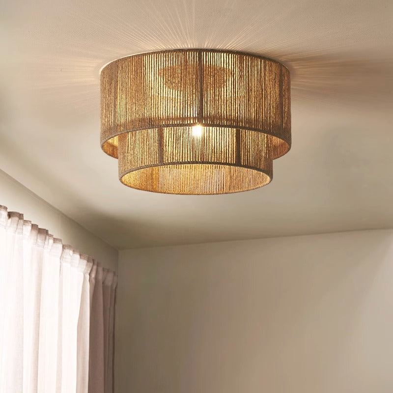 Double Tier Hemp Rope Led Pendant Light