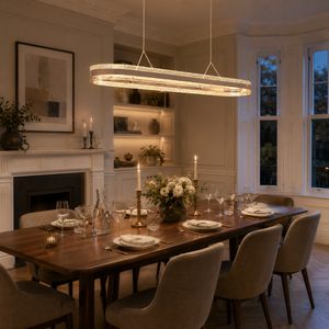 aluminium pendant light in a sunlit breakfast nook