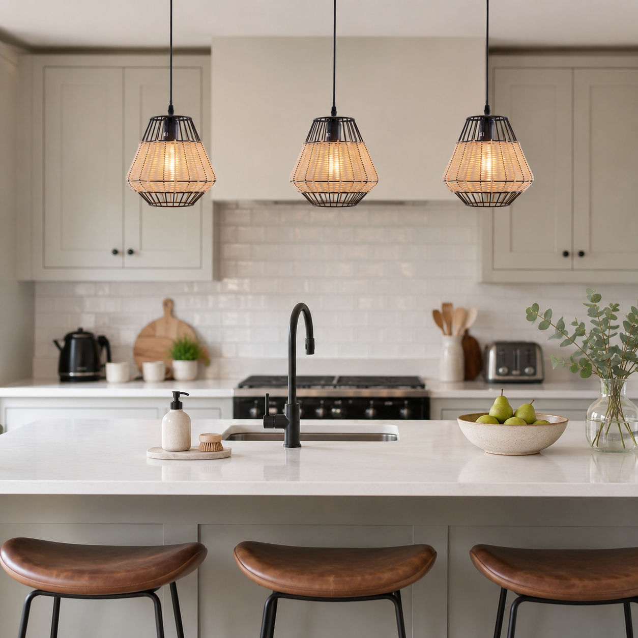glyph-hexagonal woven warmth style pendant light in a sunlit breakfast nook