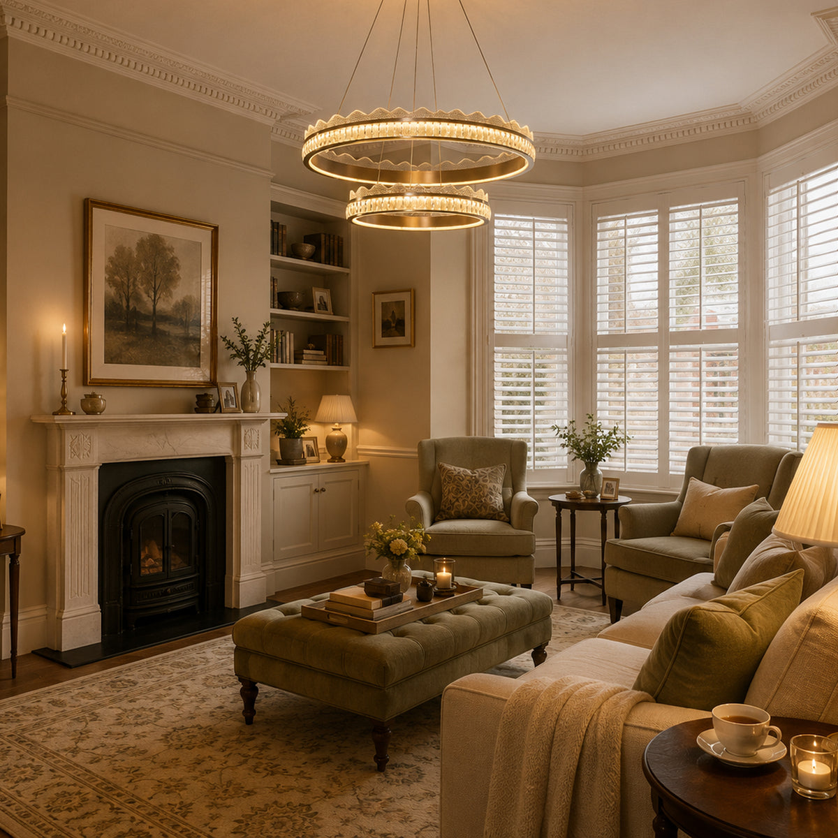 aluminium ring pendant light beside a bright window