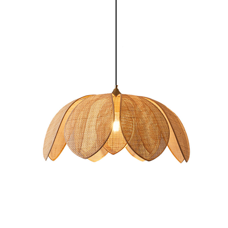 Handcrafted Rattan Weave Petal-Shaped Creative Pendant Lights