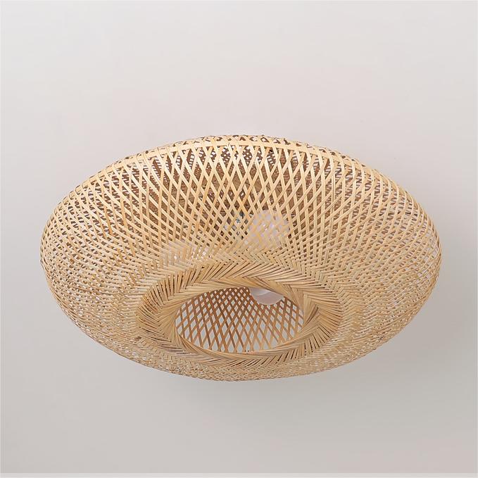 Modern Creative Flying Saucer Bamboo Woven Semi-Flush Mount Ceiling Light