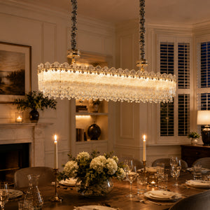 oval pendant light beside a bright window