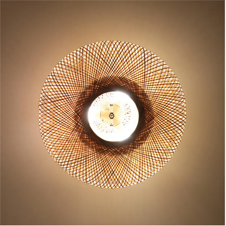 Modern Creative Flying Saucer Bamboo Woven Semi-Flush Mount Ceiling Light