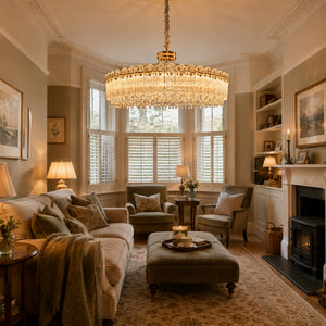 oval pendant light beside a bright window