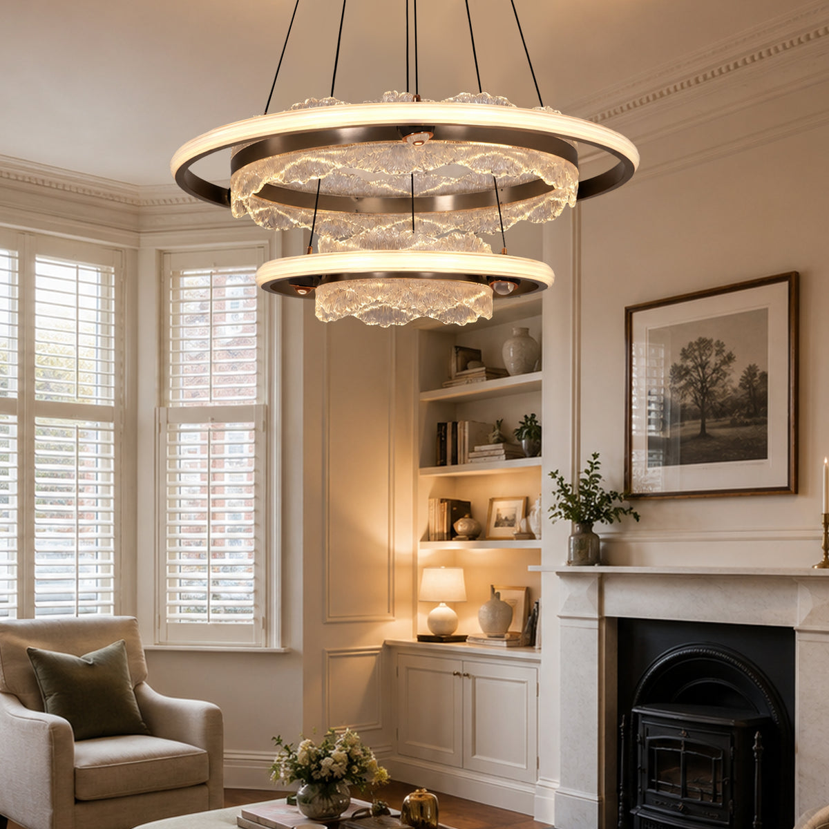aluminium pendant light beside a bright window