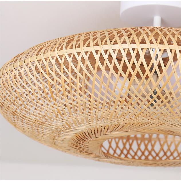 Modern Creative Flying Saucer Bamboo Woven Semi-Flush Mount Ceiling Light