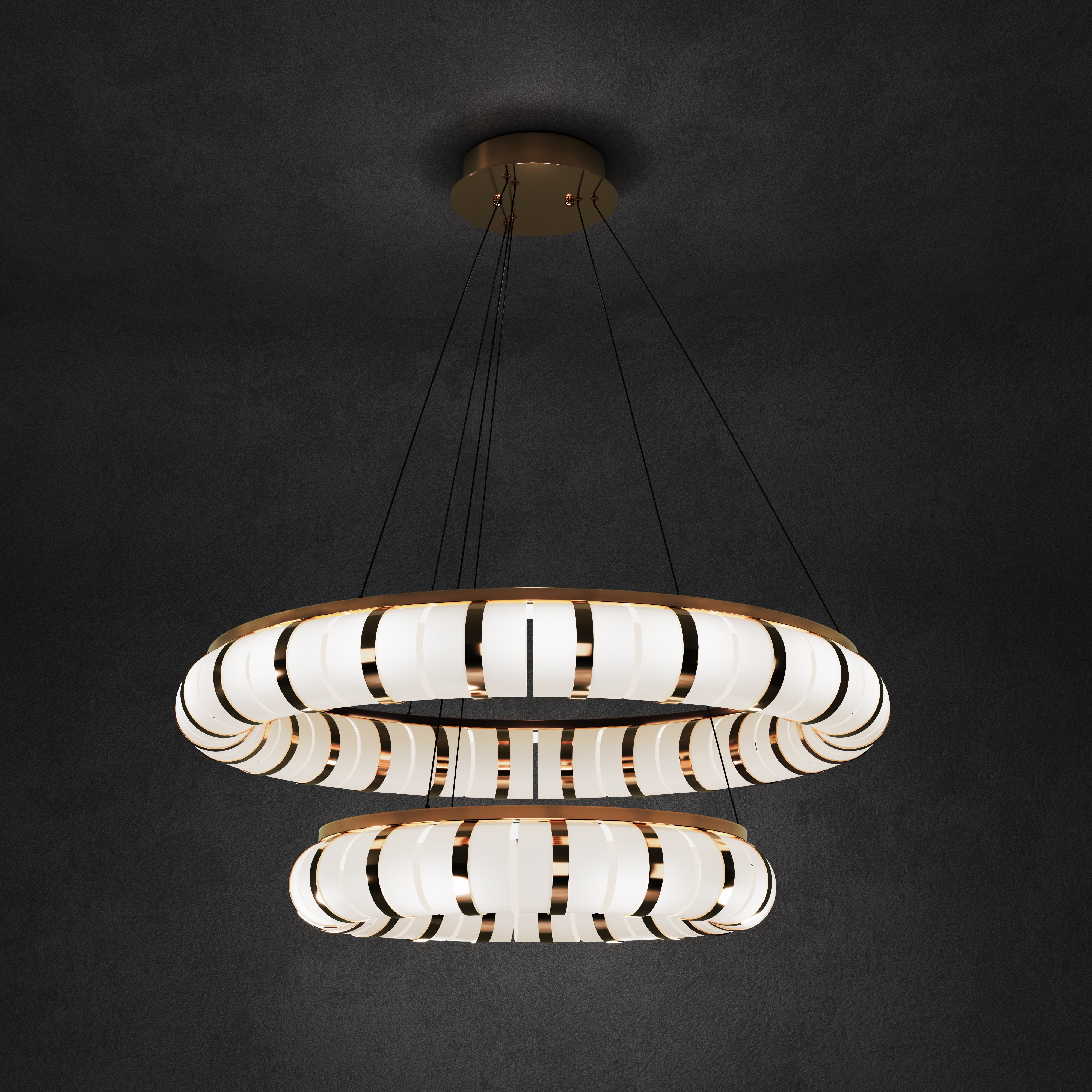 Dual-Ring Modern LED Chandelier with Adjustable Suspension