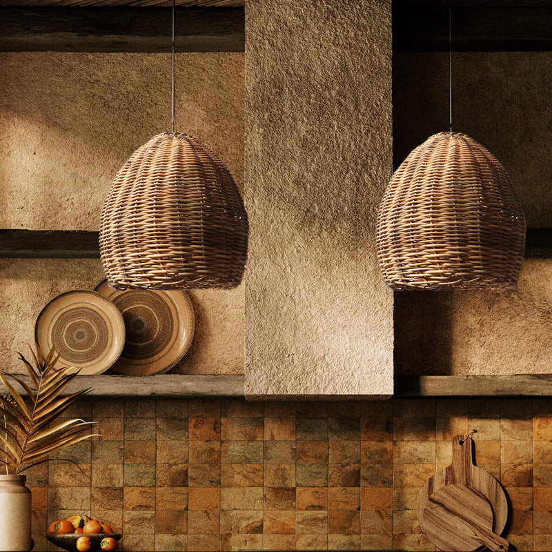 Earthy Elegance LED Handwoven Rustic Pendant Light