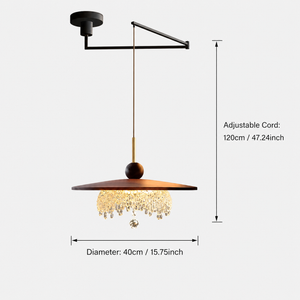 dimension chart for the folding acrylic pendant for walnut folding acrylic pendant light