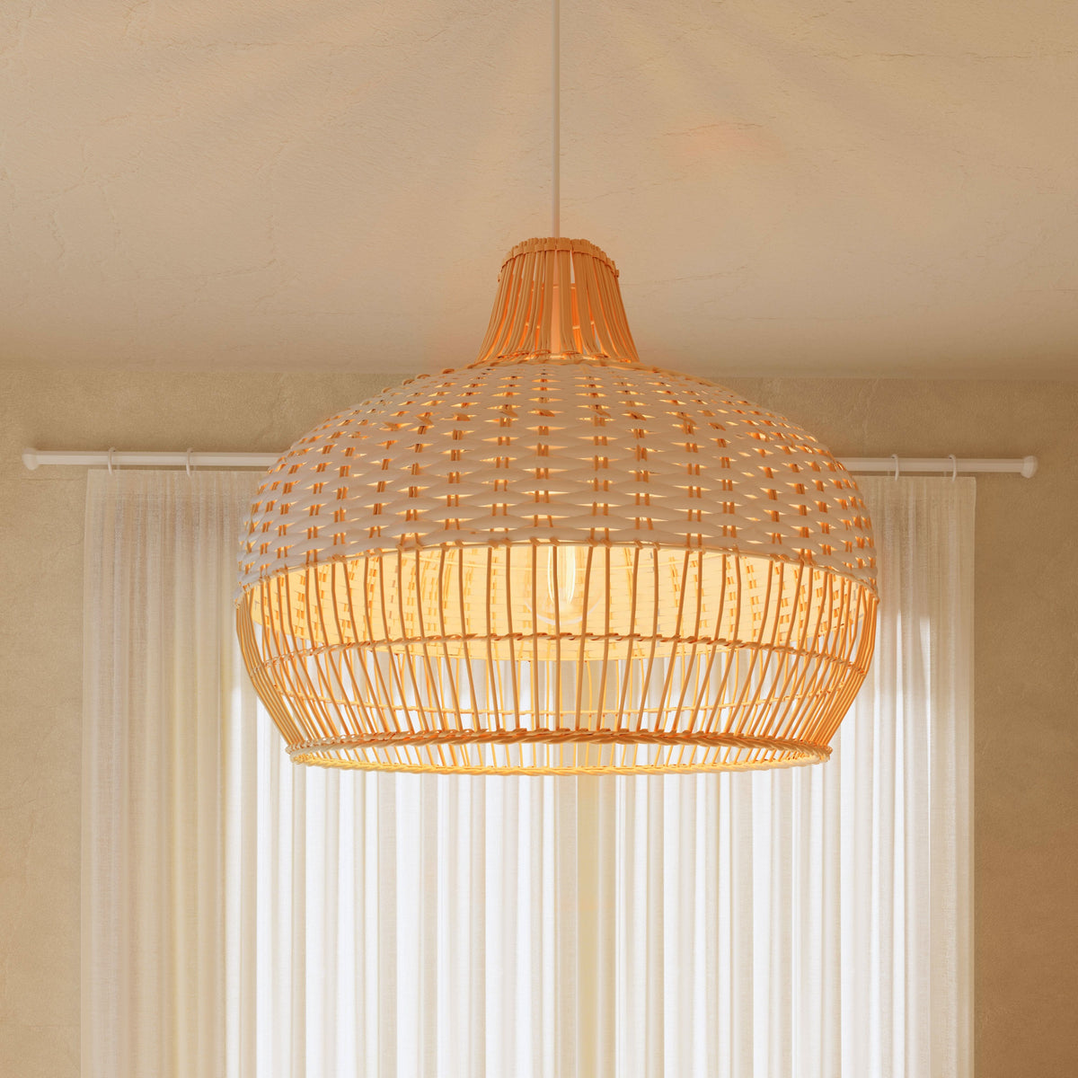 Lightsin Handwoven Rattan Pendant Light for Kitchen and Boho-Style Interiors Lightsin UK L 
