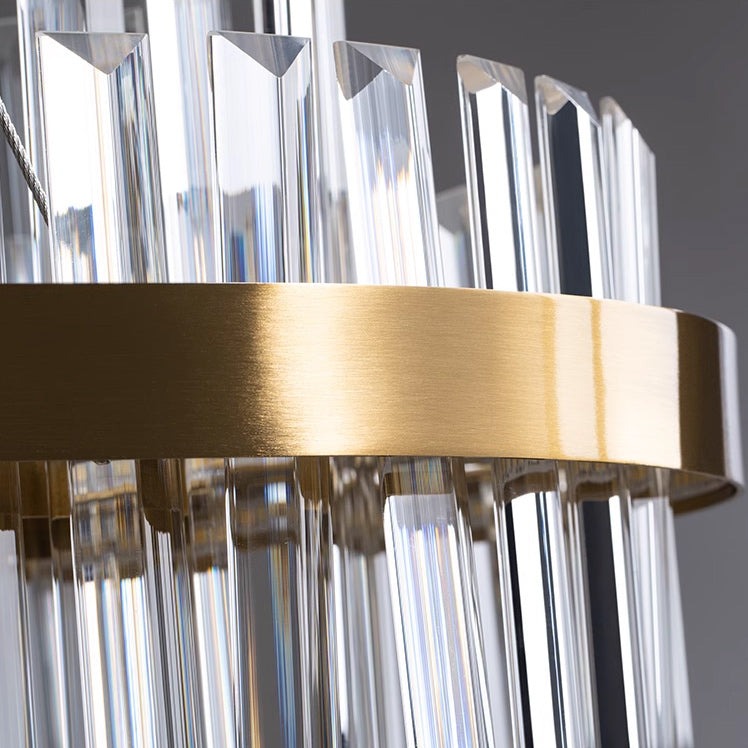 Tiered Crystal LED Pendant Light in Brass Ring