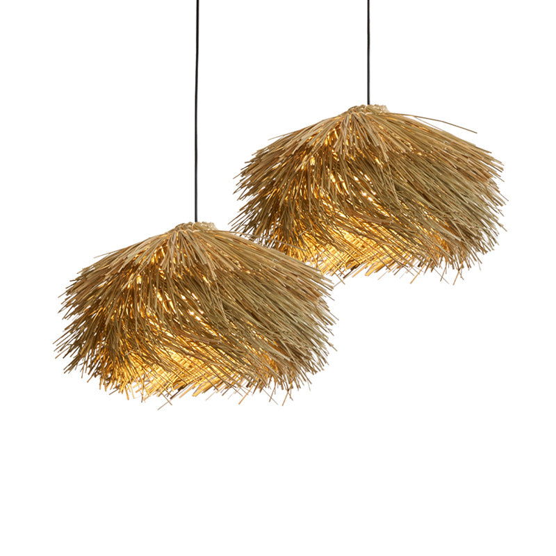 Straw Stack Shaped Rattan Woven Pendant Light