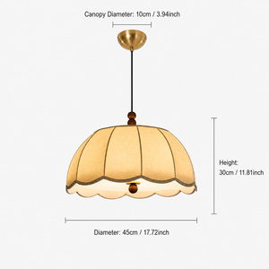 dimension chart for the yellow fabric pendant for yellow fabric pendant light