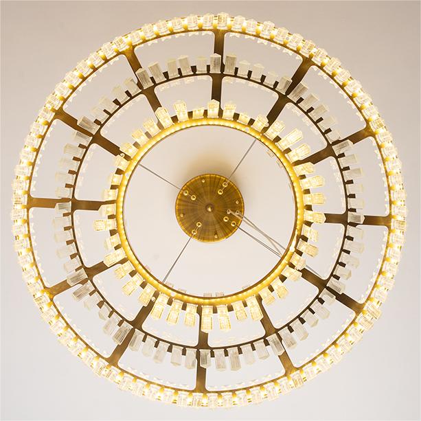 Tiered Crystal LED Pendant Light in Brass Ring