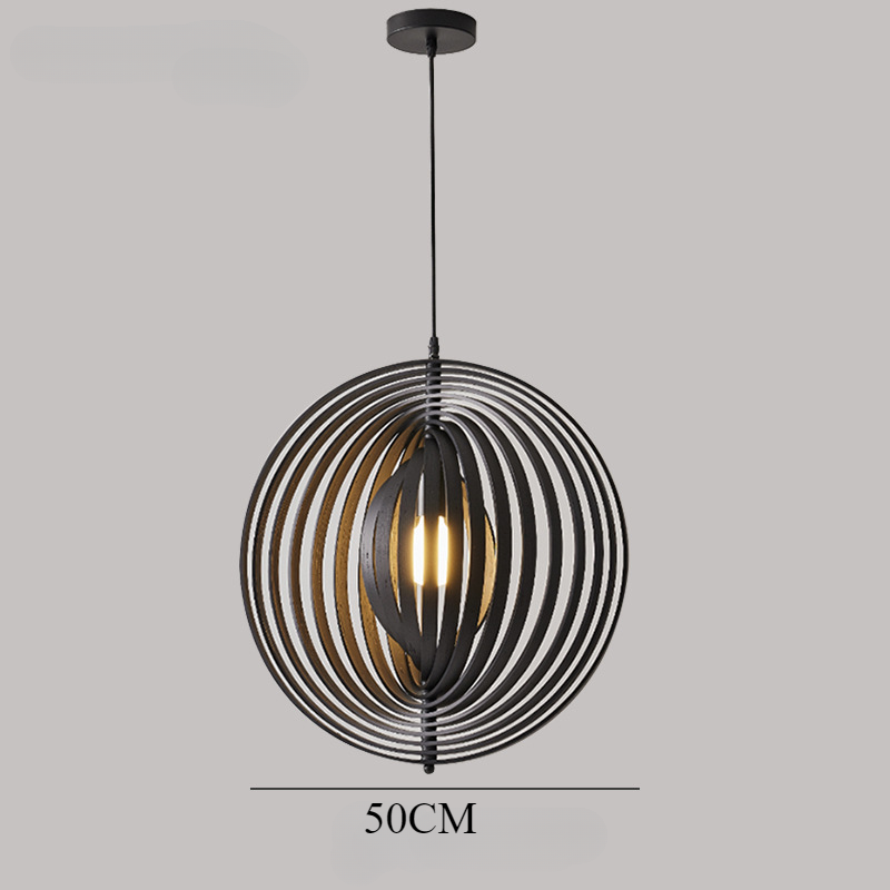 Rotating Circular Moon Wooden LED Pendant Light