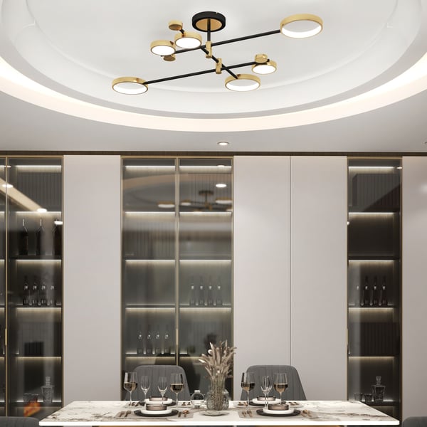 Scandinavian Semi-Flush Mount LED Rings Ceiling Light