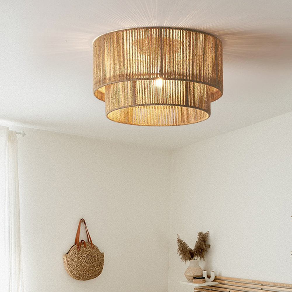 Double Tier Hemp Rope Led Pendant Light