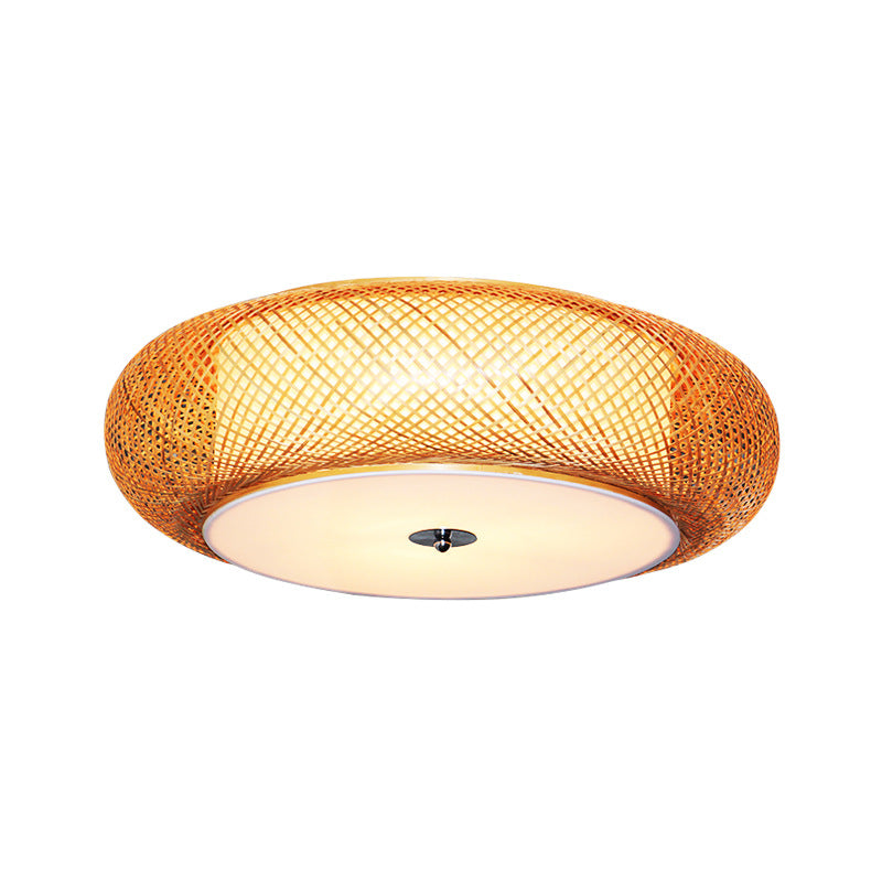 Zen Bamboo Weave Ceiling Light with Antique Charm