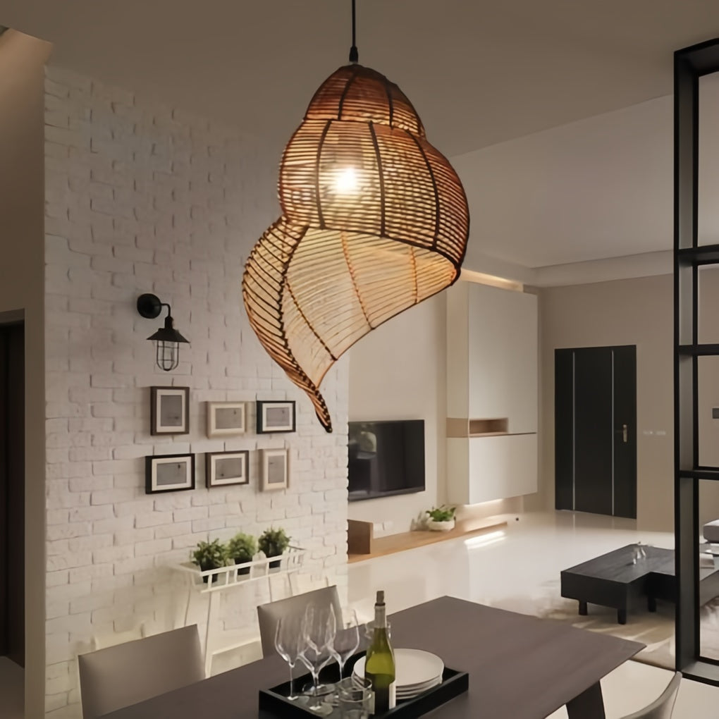 Creative Rattan Conch Pendant Light for Home Lighting Decor