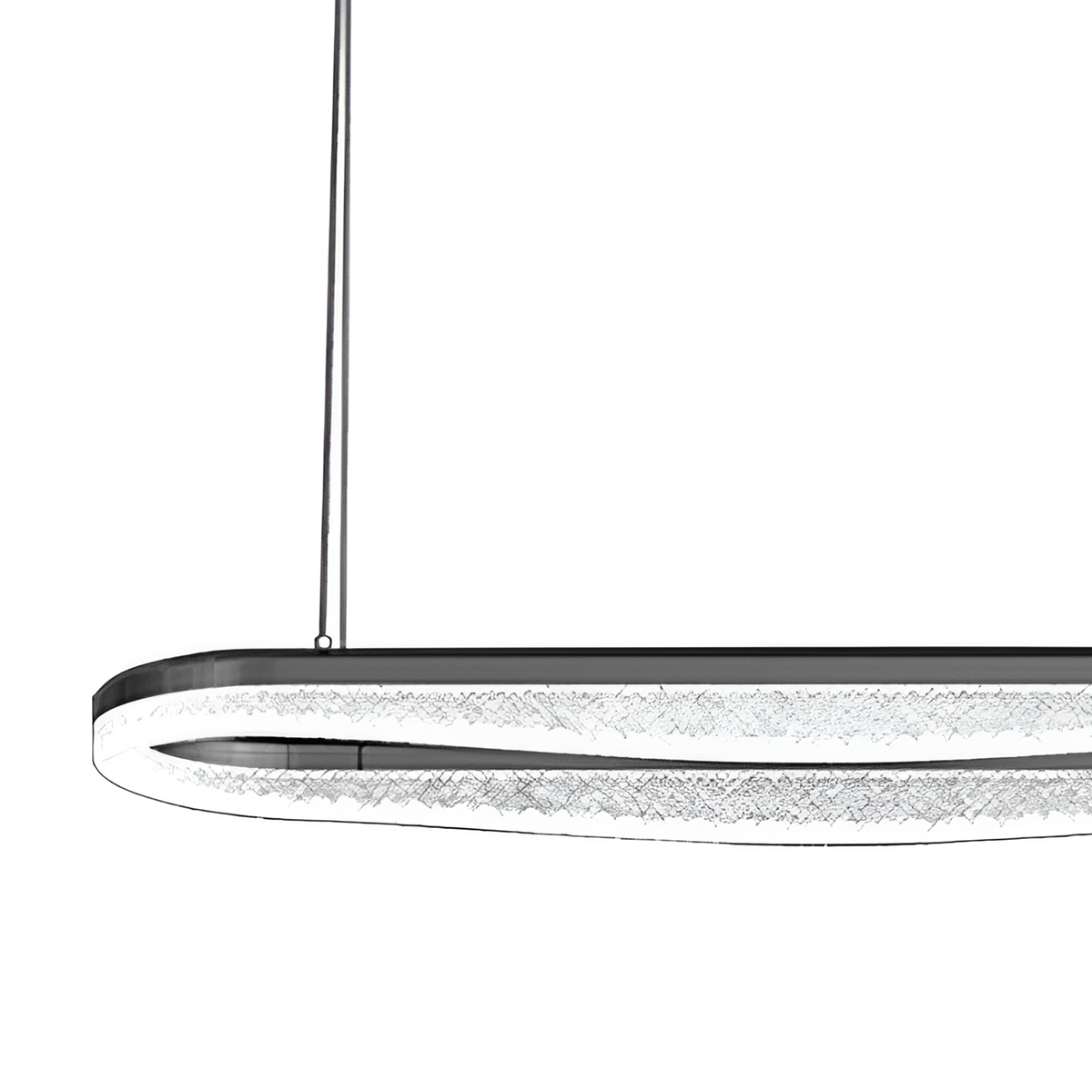 Sleek Pearl Black LED Resin Oval Pendant Light