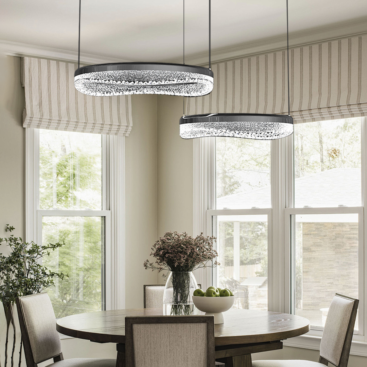 Pearl Black Wave LED Pendant Light in Aluminum Alloy