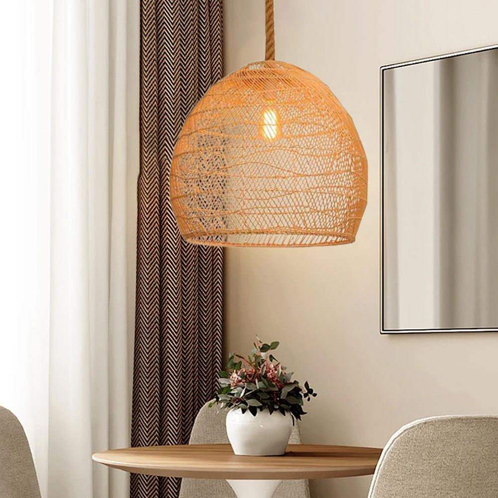 Hand-woven Rattan Pendant Lamp for Dining Room Living Room