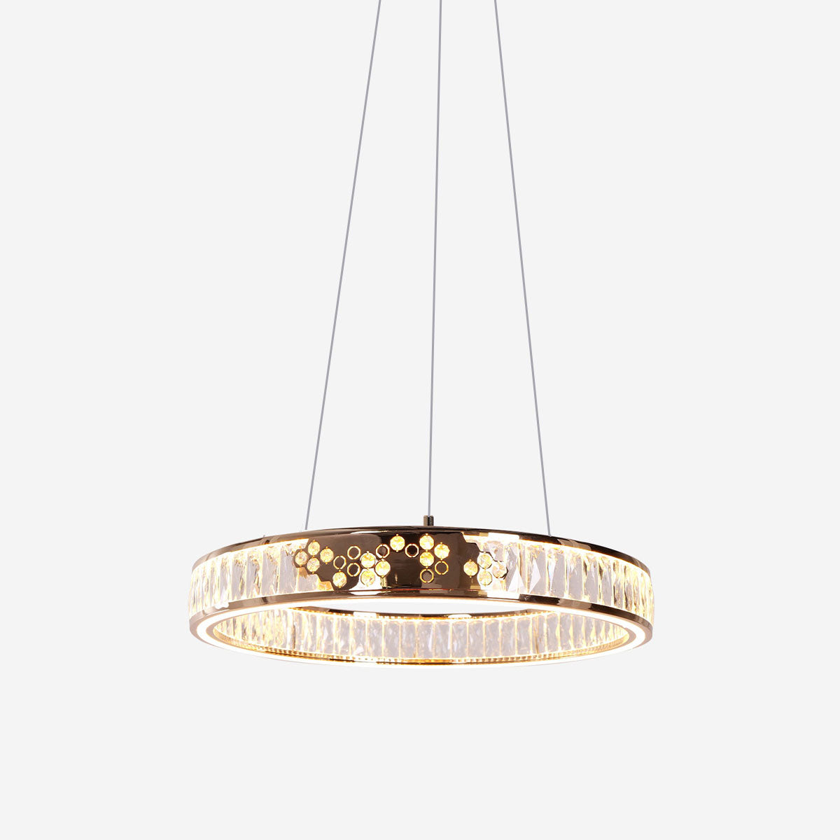 Luxurious Gold Crystal LED Halo Pendant Light