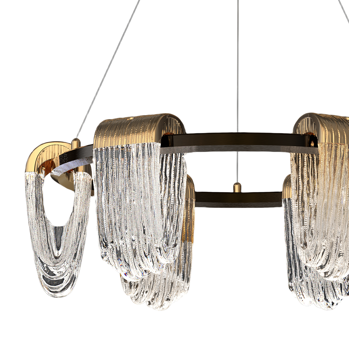 Modern Gold Acrylic LED Pendant Light with Cascading Curves