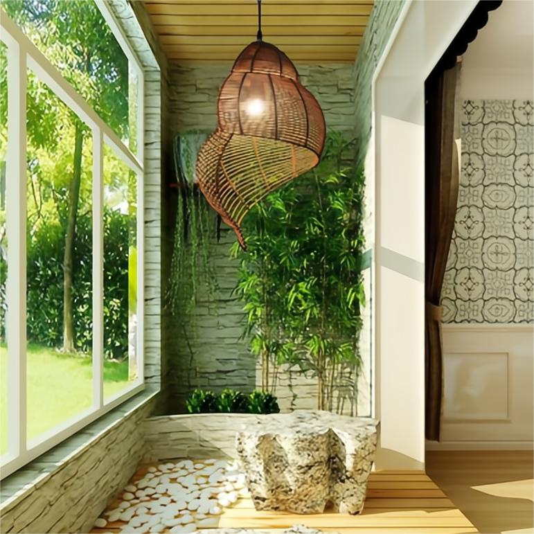 Creative Rattan Conch Pendant Light for Home Lighting Decor