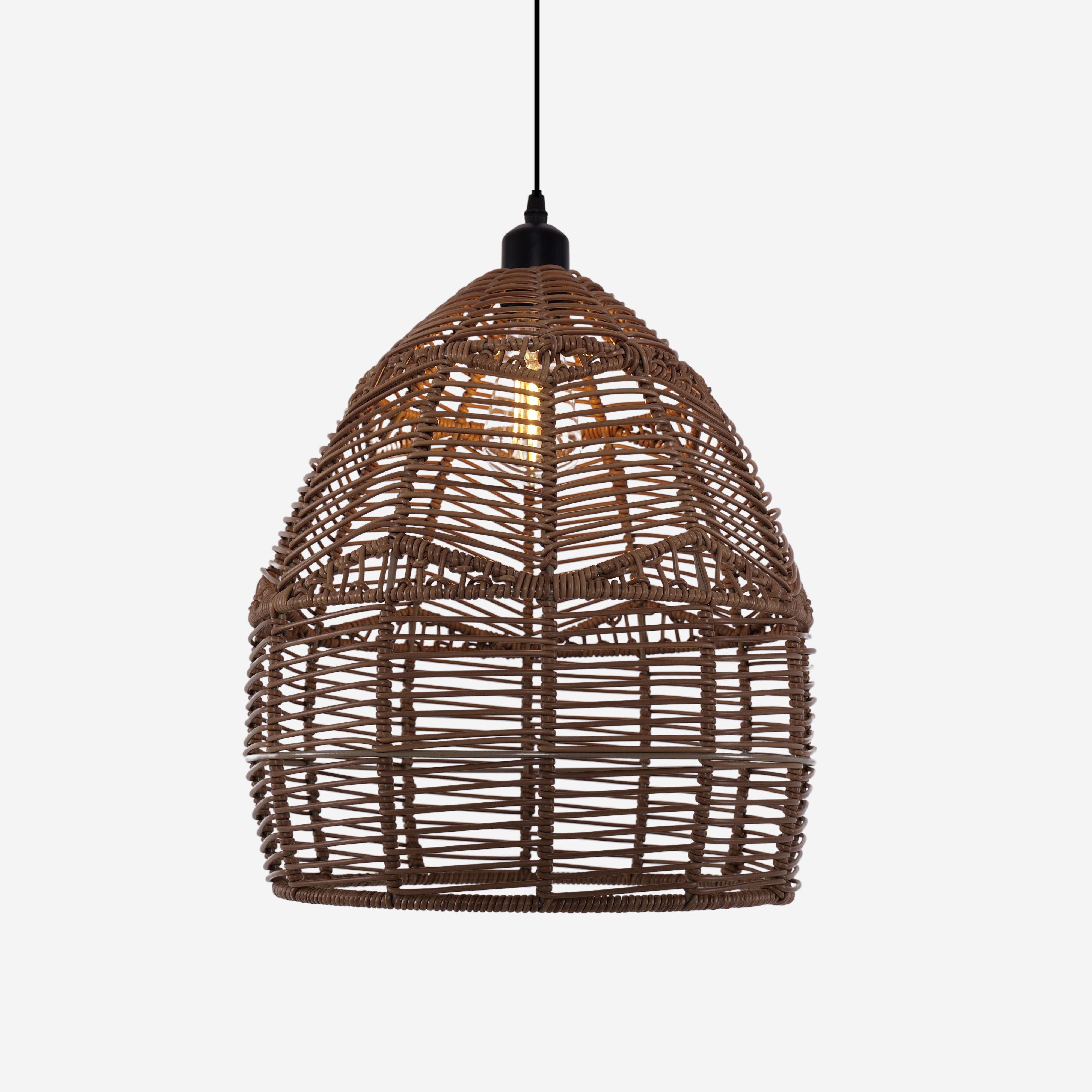 Bohemian Woven Rattan and Iron Pendant Light for Living Spaces