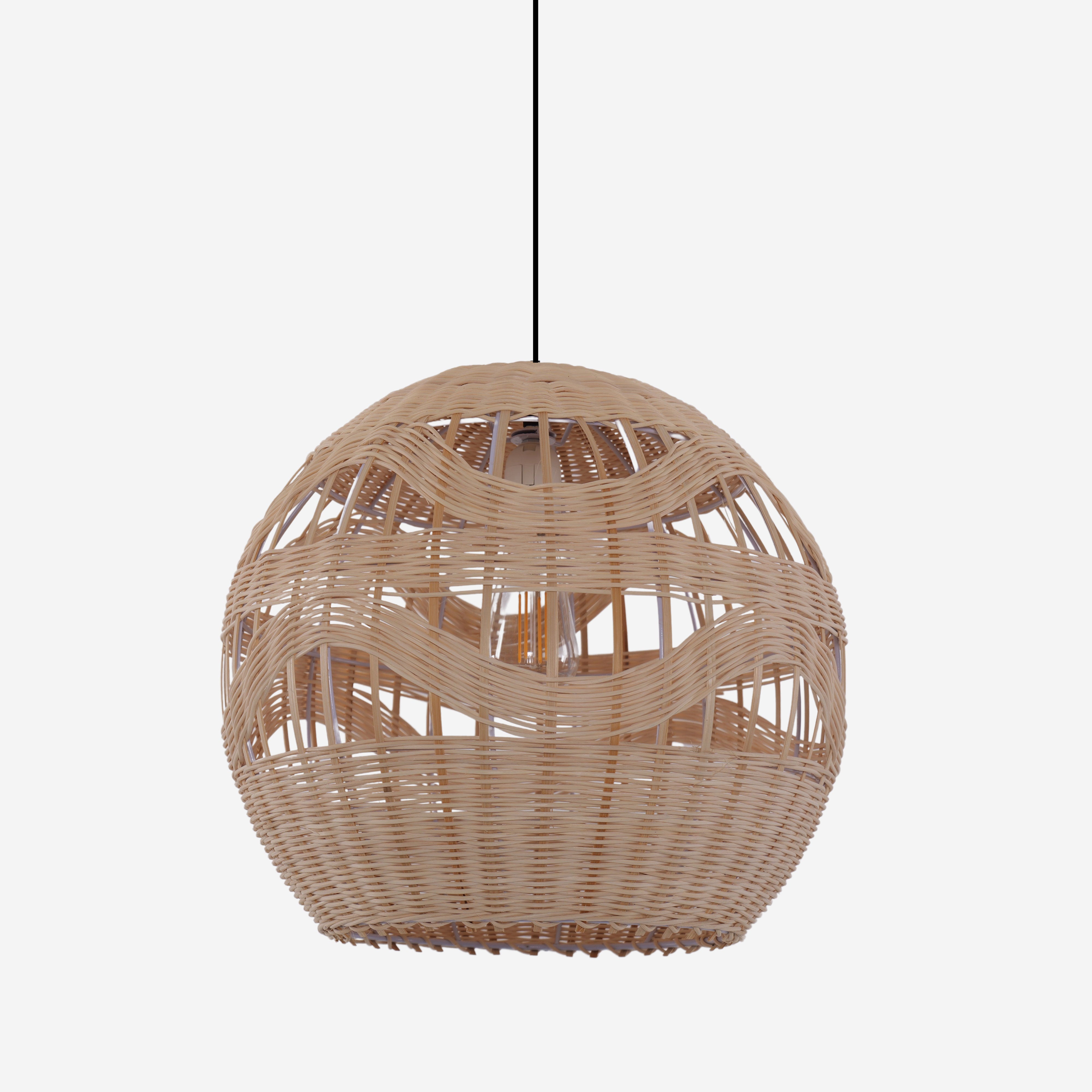 Boho-Chic Handcrafted Rattan Pendant Light with Warm Ambient Glow