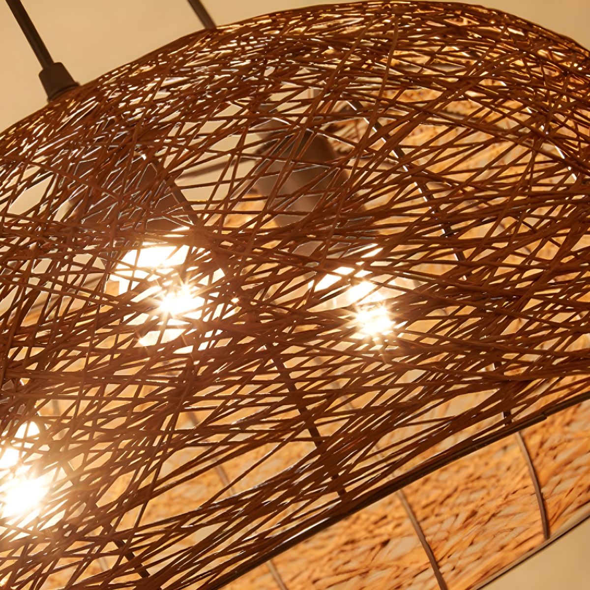 Creative Bird's Nest LED Hemp Rope Rattan Woven Pendant Light