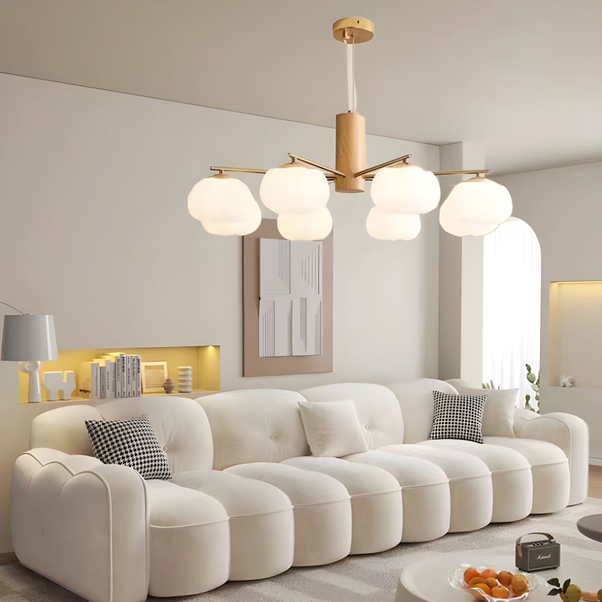 Nordic Modern Wooden Cream Wind LED Chandelier