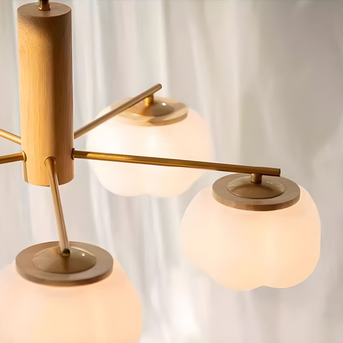 Nordic Modern Wooden Cream Wind LED Chandelier