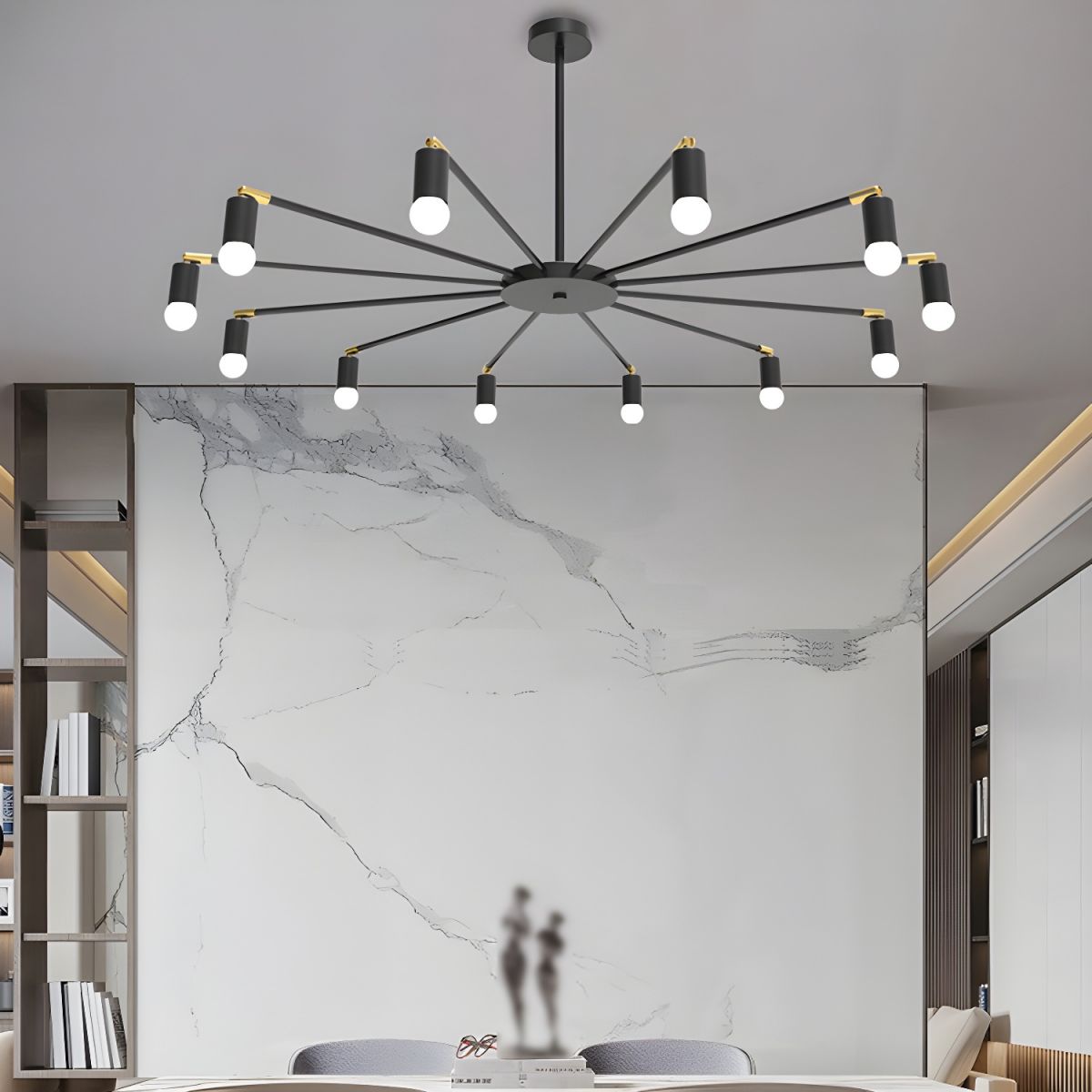 Modern Simple Chandelier Unique Ceiling Light for Living Room in Black/Gold