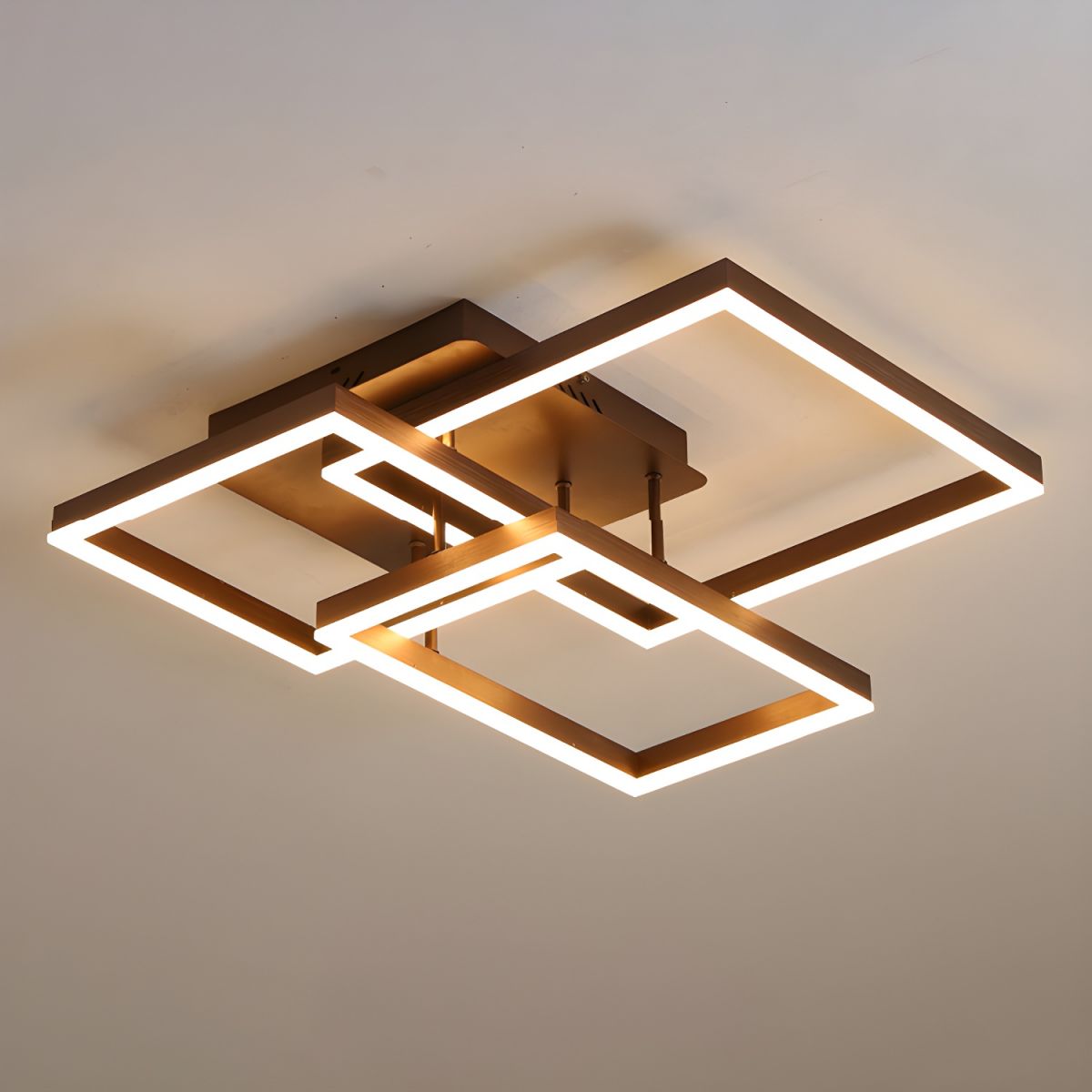 Modern Style Square Shape Metal Ceiling Lights Fixtures in Black/Brown