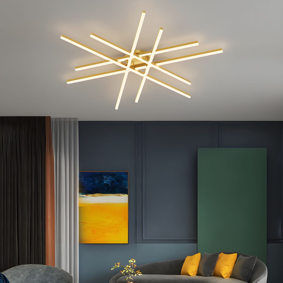 Elegant Contemporary Linear Flush Mount LED Metal Ceiling Light for Living Space