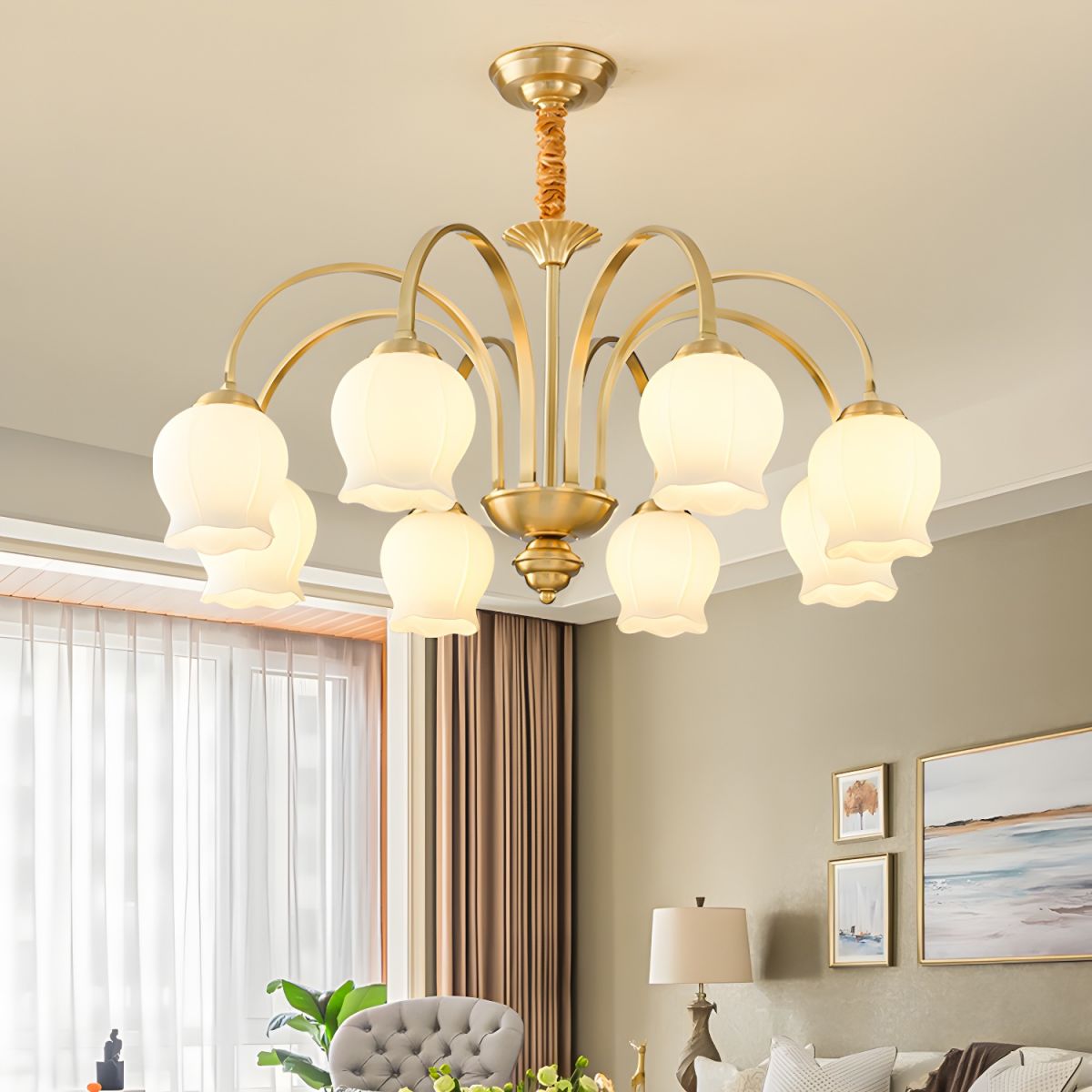 European Luxury Vintage Floral Glass Chandelier