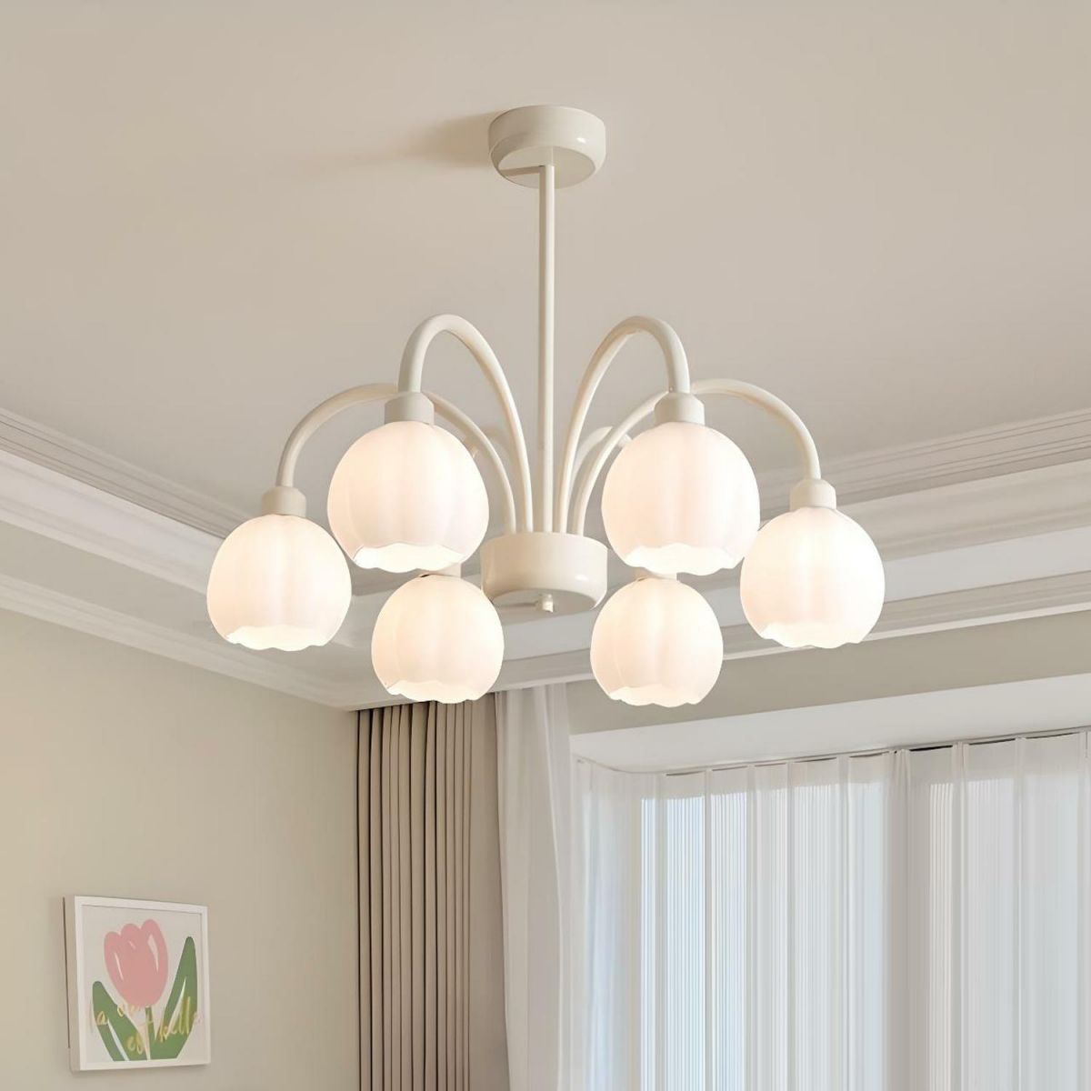 French Cream Windbell Orchid Creative Pendant Light