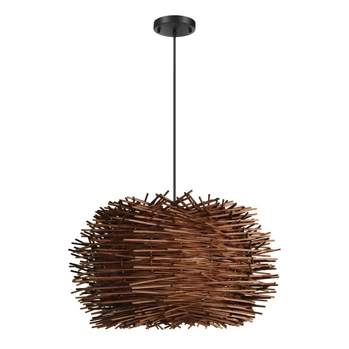 Coffee-Colored Bamboo Art Bird's Nest Spiral Pendant Light