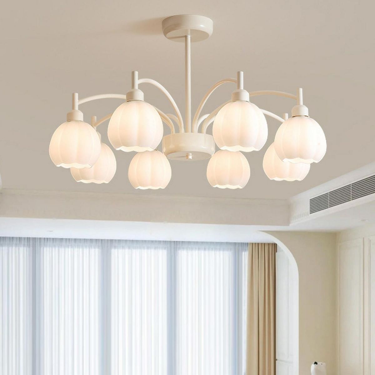 French Cream Windbell Orchid Creative Pendant Light