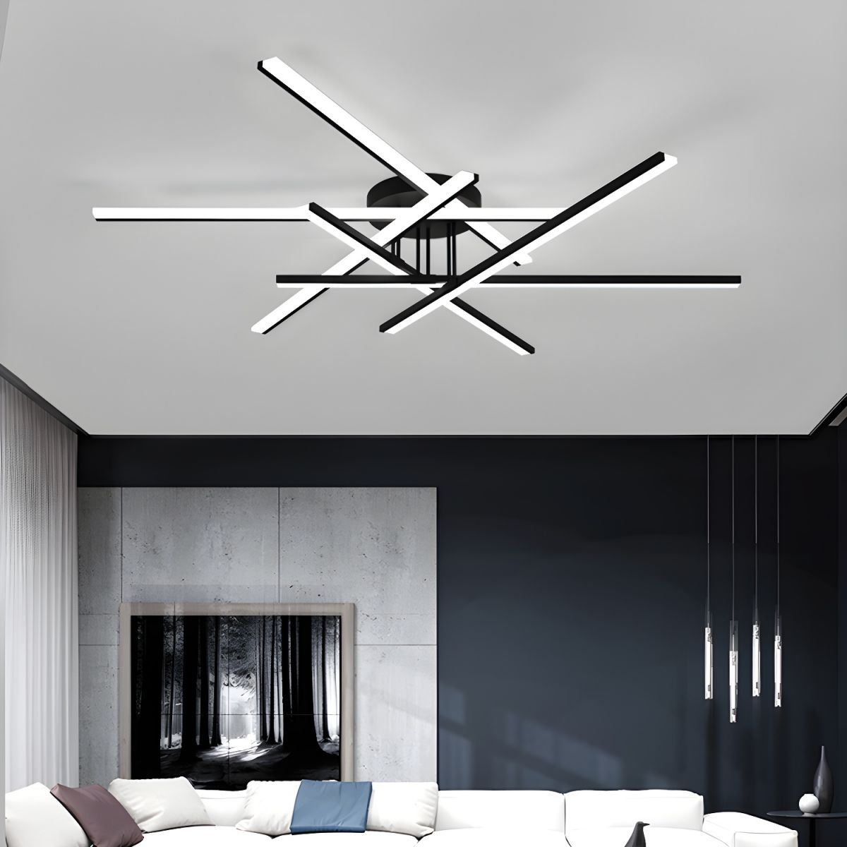 Minimalist Black Ceiling Light Fixtures Modern Linear Flush Mount Light