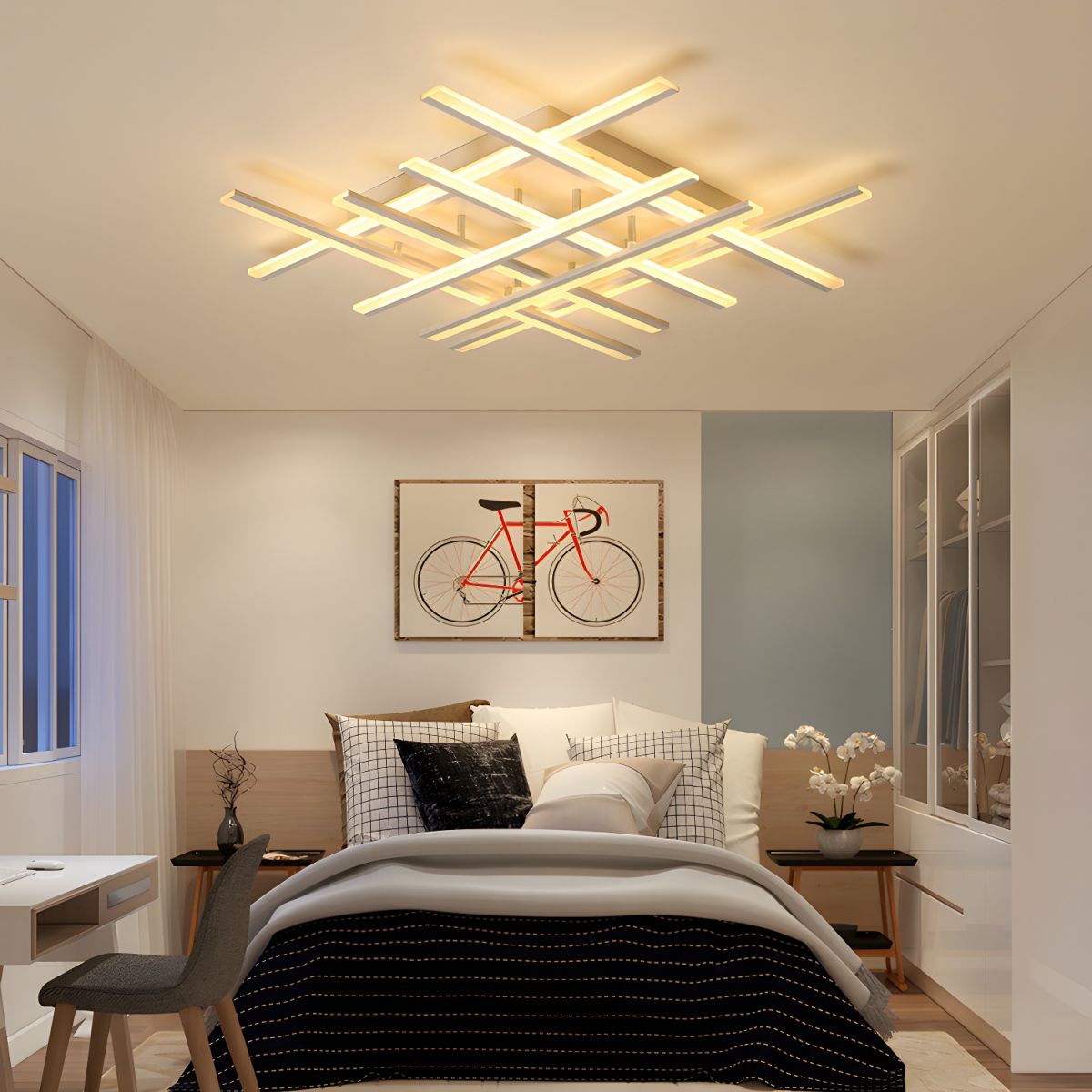 New Modern Line Shape LED Flush Mount Ceiling Light Fixture