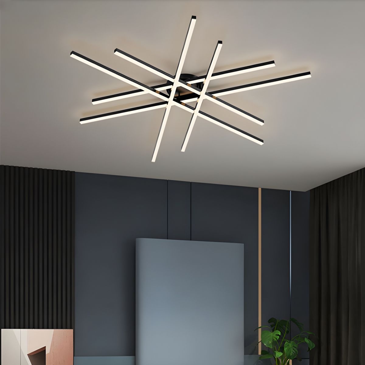 Elegant Contemporary Linear Flush Mount LED Metal Ceiling Light for Living Space